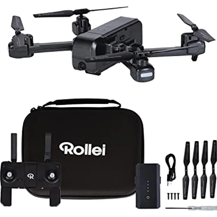 Rollei Fly 100 Combo Drohne, WiFiLiveBild Übertragung, 6Achsen Gyroskop, LuftdruckSensor, FullHDKamera, lange Flugzeit, innovative Gestensteuerung, einfache Steuerung über Fernebdienung, schwarz – Bild 1