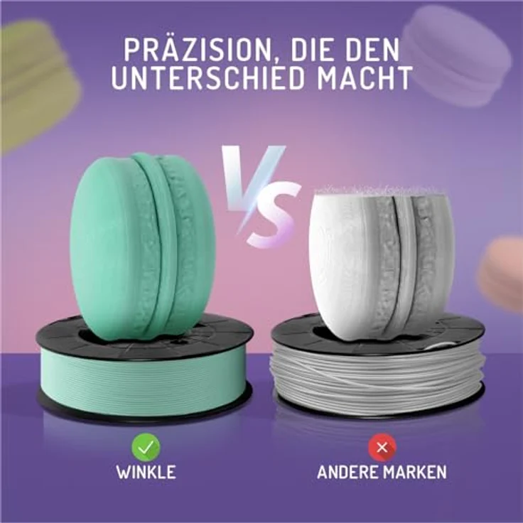 WINKLE PLA HD Pastell-Filament 1.75mm Zuckerwatte Rosa, 300g Spule, kompatibel mit FDM Druckern, Maßgenauigkeit +/- 0.05mm – Bild 3