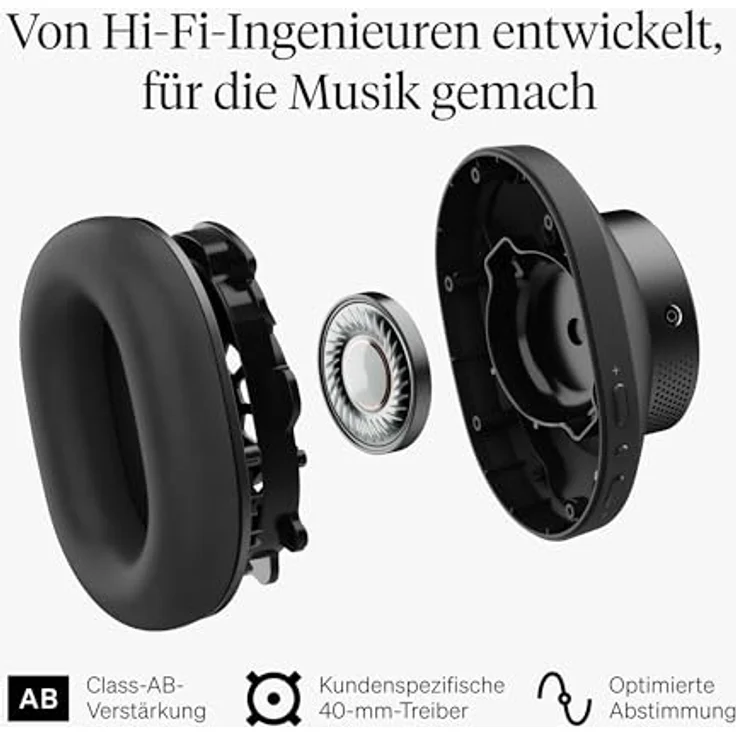 Cambridge Audio Melomania P100 SE Kopfhörer – Bluetooth mit aktiver Geräuschunterdrückung, 100 Stunden Wiedergabezeit und austauschbarem Akku – Schwarz – Bild 2