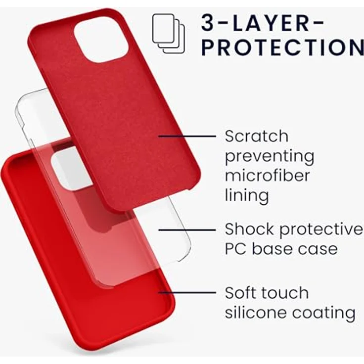 kwmobile Handyhülle für iPhone 13 mini, Silikon Case in Rot, rutschfest und kabelloses Laden – Bild 2