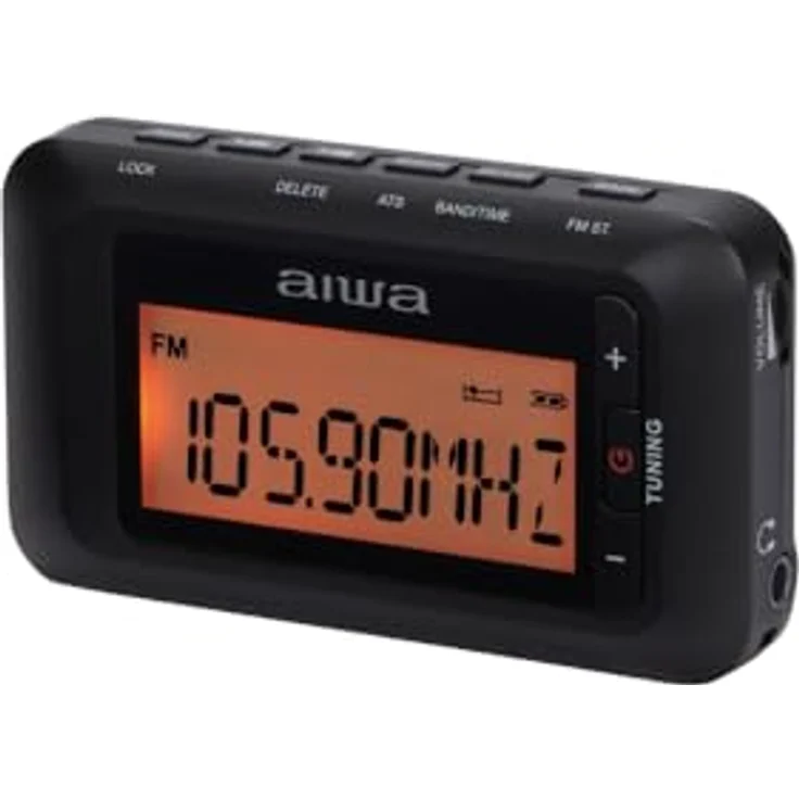 Aiwa RD-10 Tragbares Digitalradio DAB+ - FM-RDS mit LED-Hintergrundbeleuchtung, Bassauswahl und Speicherfunktion, inklusive Stereo-Kopfhörer und 2 AAA-Batterien, kompakt 45g – Bild 3