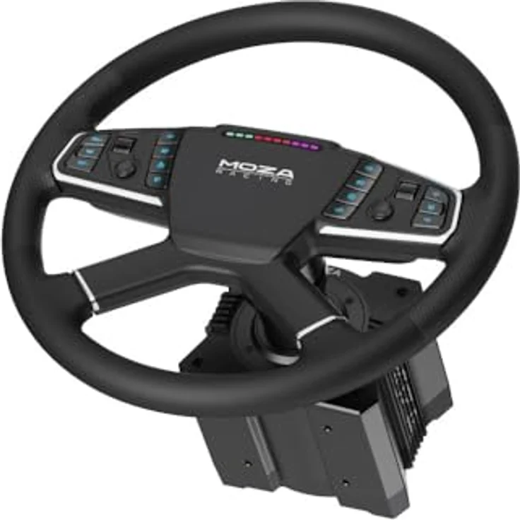 MOZA RACING TSW Truck Wheel, Gaming-Lenkrad für LKW- und Landwirtschaftssimulatoren, Schwarz, 18 Bedienelemente, Quick-Release-Anschluss, RGB-Schaltanzeige – Bild 5