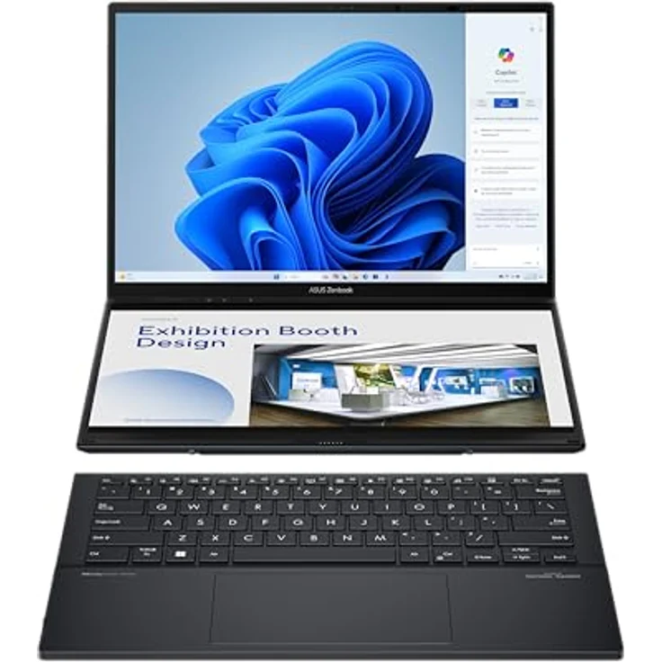 ASUS Zenbook Duo OLED Laptop | 14" WQXGA+ 120Hz/0,2ms OLED Display | Intel Core Ultra 9 | 32 GB RAM | 1 TB SSD | Intel Arc | Windows 11 | QWERTZ Tastatur | Inkwell Gray – Bild 1