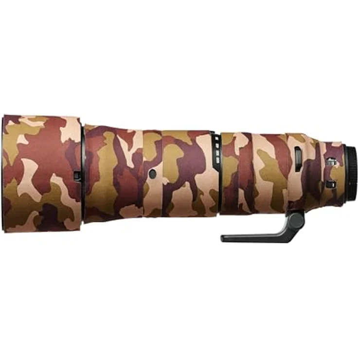 easyCover Lens Oak, Objektivschutz für Nikkor Z 180-600mm f/5.6-6.3 VR, braune Camouflage, wasserfestes Neopren und Nylon, präzise Passform – Bild 1