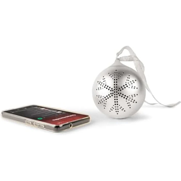 Bigben EPOK Leuchtende Weihnachtskugel, Bluetooth portabler Lautsprecher mit Lichteffekten, silber – Bild 2