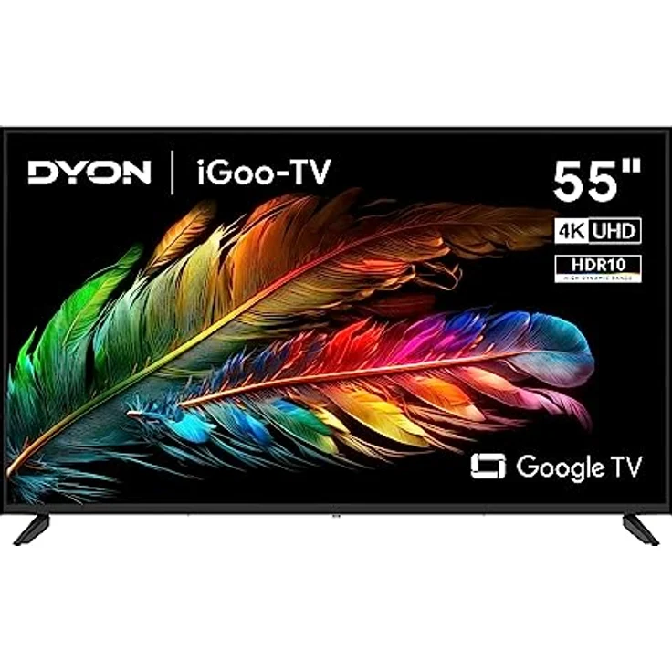 DYON iGoo-TV 55U 139cm (55 Zoll) Google TV (4K UHD, HD Triple Tuner, Prime Video, Netflix, Google Play Store für DAZN, Disney+, Apple TV+, Paramount+, waipu.tv UVM., Google Assistant) [Mod. 2023] – Bild 1