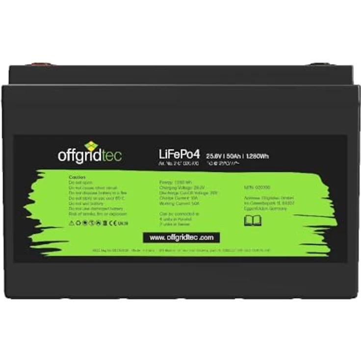 Offgridtec LiFePO4 Akku 25,6/50, 25,6V 50Ah, integriertes BMS, langlebig mit 1280Wh Speicher – Bild 1