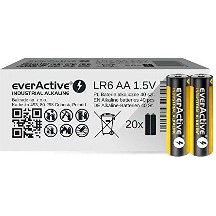 everActive AA Batterien 40er Pack, Industrial Alkaline, Mignon LR6 R6 1.5V, 5 Jahre Haltbarkeit, 40 Stück – Bild 2