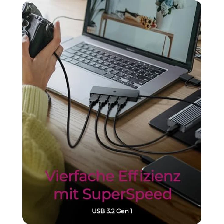 ICY BOX USB 3.0 HUB (4-in-1) mit 4X USB-A Ports, USB-Verteiler, USB-C & USB-A Anschluss, Splitter, Mehrfachstecker, IB-HUB1424-C3, in schwarz – Bild 2