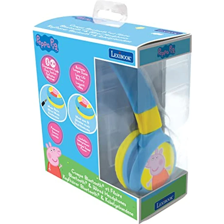 Lexibook® Faltbare Kopfhörer Peppa Wutz 2in1 Bluetooth® und Kabelanschluss Kinder-Kopfhörer, Pink – Bild 5