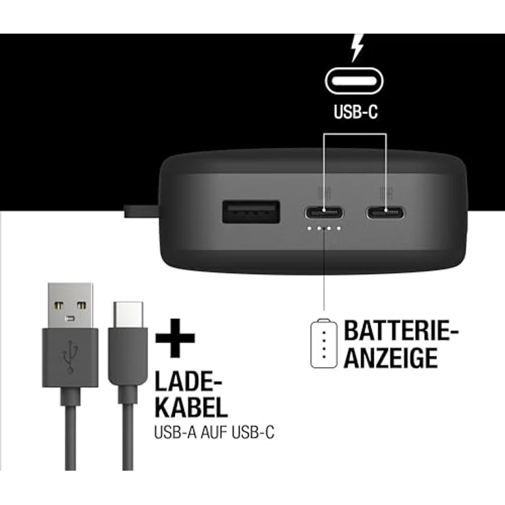Fresh 'n Rebel 24000mAh Powerbank (USB-C in & Out), 20W Ultra Fast Charge, 6 Premium-Sicherheitsfunktionen, bis zu 8 Handy-Ladungen, Externer Akku mit 4 Power-Anzeigeleuchten (Storm Grey) – Bild 5