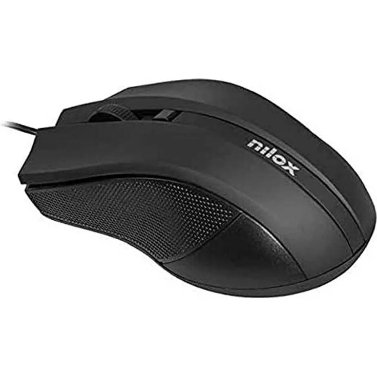 Nilox Optische Maus, USB, 1600 DPI, Schwarz