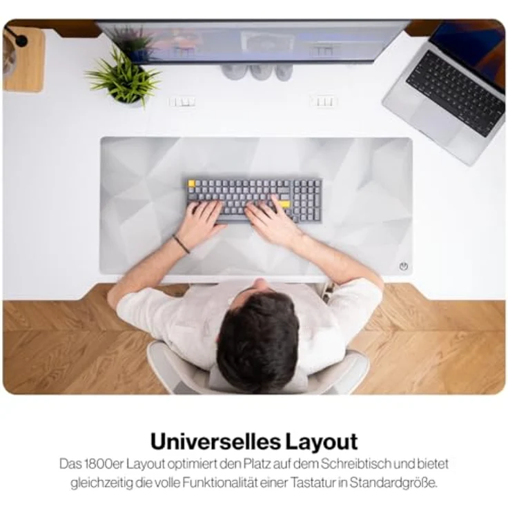 ENDORFY Celeris 1800 CZ, kabellose Tastatur mit 1800 Layout, QWERTY, BT, 2.4 GHz, SideTune, Gelb, Gateron Switches, FR4-Top Plate – Bild 2