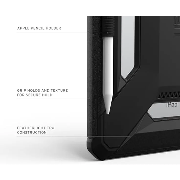 URBAN ARMOR GEAR Scout LT Case für Apple iPad 10.9 / iPad 11, Hülle mit Apple Pencil Halterung, verstärkten Ecken, schwarz – Bild 3