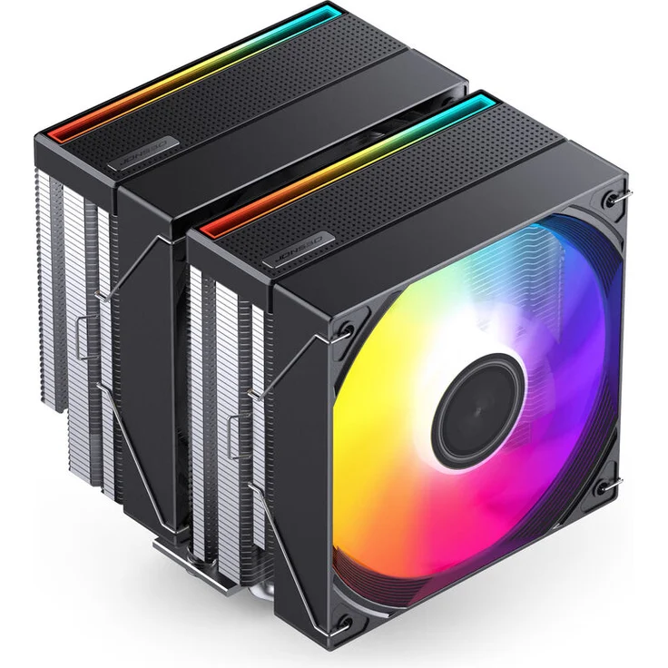 Jonsbo CB80 CPU-Kühler, Dual-Tower mit 2 x 120mm PWM Lüftern, 6 Heatpipes, RGB-Beleuchtung - schwarz