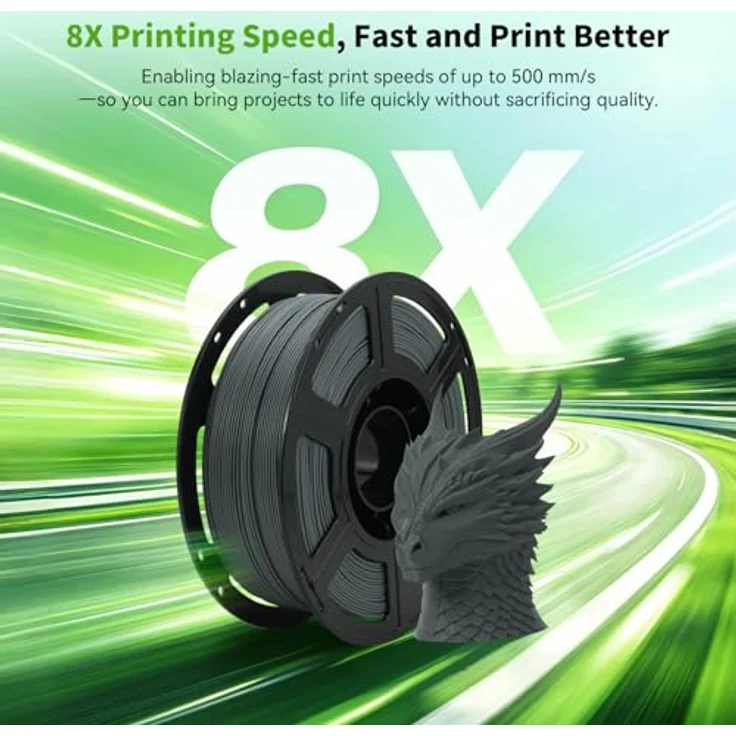 FLASHFORGE High Speed PLA+ 3D-Druckerfilament Grau, Verbesserter Schmelzfluss, Mattes Finish, Sattes und Kräftiges Farbspektrum – Bild 3