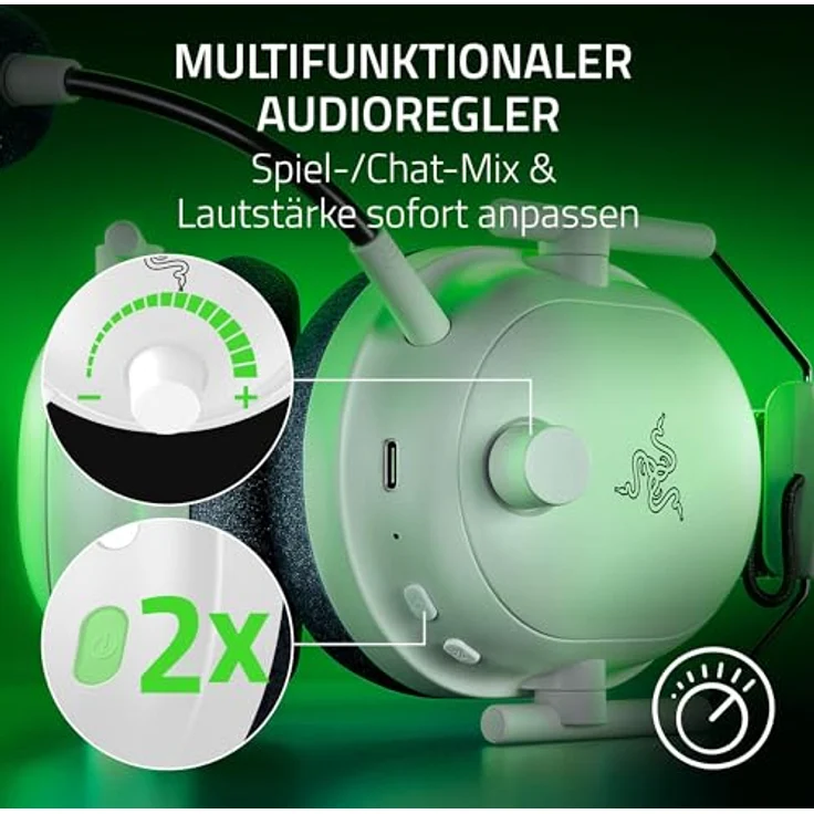 Razer Blackshark V2 Pro (Xbox) - Kabelloses Konsolen E-Sport Headset für Xbox S|X & One (Triforce 50mm Treiber, HyperSpeed Wireless 2,4 GHz, abnehmbares HyperClear Mikrofon) Weiß – Bild 3