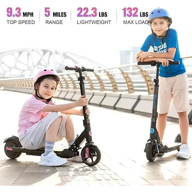 GigaBlue Elektroscooter, 6,5'' Faltbarer E Scooter für Kinder 6-12 Jahren, bis zu 15 km/h & 8 km, LED Display, Bunte Leuchten, Leichter Elektroroller Kinder • Pink – Bild 2