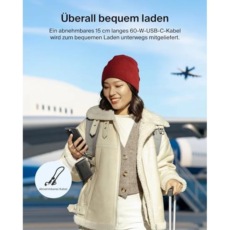 Belkin Powerbank 10.000 mAh, Powerbank mit 2 USB-C-Anschlüssen und digitaler Akkuanzeige, 20 W Leistung für iPhone 16/15, Samsung Galaxy S25/S24, Pixel 9, iPad – Schwarz – Bild 5