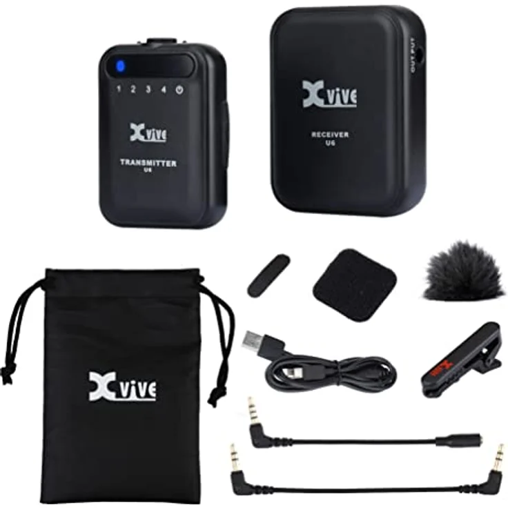 Xvive U6 Compact Wireless Mic System, 2,4 GHz, True Diversity, 24-bit/48kHz, 4 Kanäle, Reichweite 27,4 m, 5 Std. Akkulaufzeit, Schwarz – Bild 5