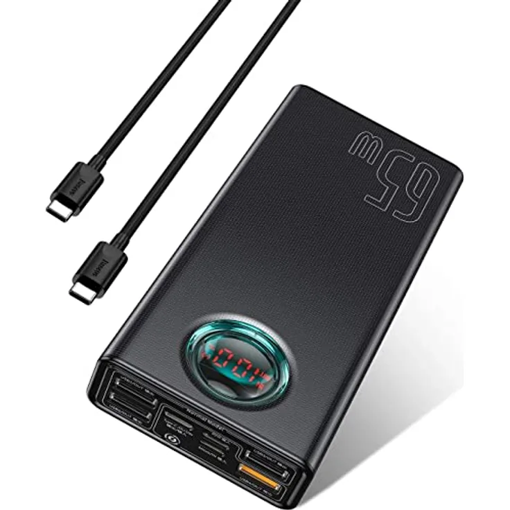 Baseus Powerbank, 65W Power Bank USB-C 26800mAh, Externer Akku PD QC4.0 Schnellladung mit LED-Anzeige, für Laptop MacBook Dell HP Notebook Steam Deck iPhone Galaxy