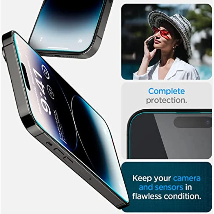 Spigen Glas.tR EZ Fit Schutzfolie kompatibel mit iPhone 14 Pro, 2 Stück, Kratzfest, 9H Härte Folie – Bild 5