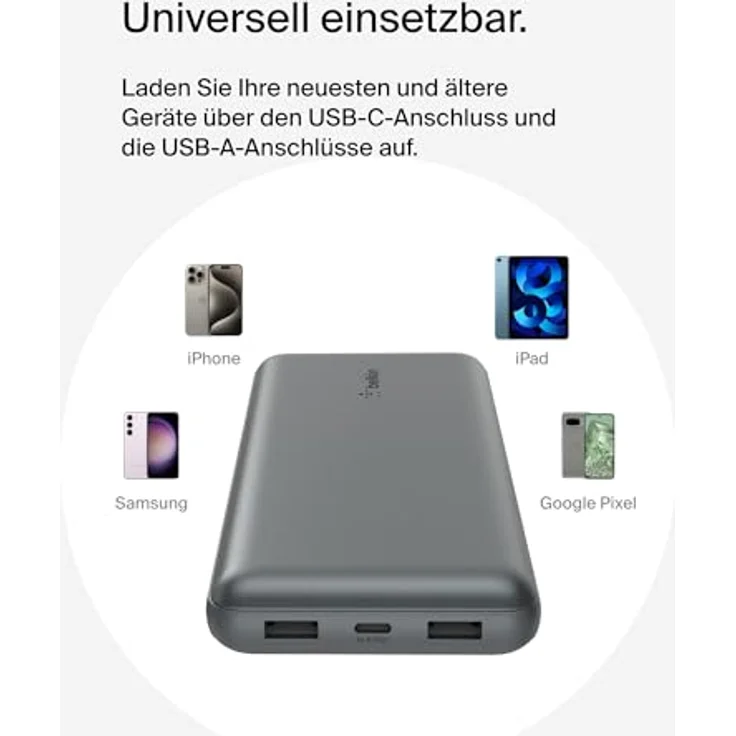 Belkin BoostCharge Powerbank, 20.000mAh, Spacegrau, 3 Anschlüsse zum Schnellladen – Bild 5