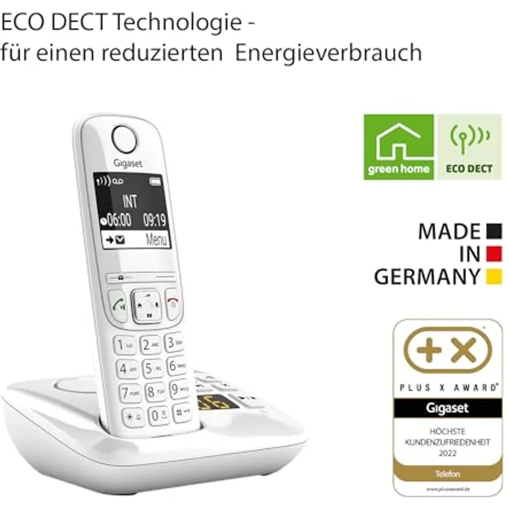 Gigaset AS690A - Schnurlostelefon mit Anrufbeantworter - DECT-Telefon mit Freisprechfunktion, großes Display, große Tasten - Festnetztelefon, weiß - Preisvergleich – Bild 5