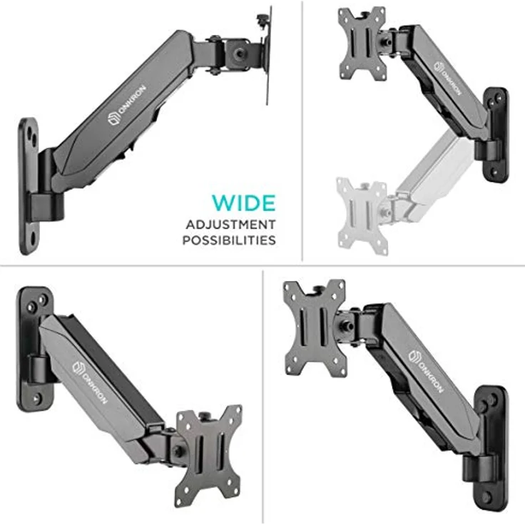 ONKRON Monitor Wandhalterung/TV Halterung für 13-34'' Flach & Curved Bildschirme max VESA Wandhalterung 100 x 100 Neigung 35° Gewicht bis zu 8 kg Einarm drehbar Schwarz G120-B – Bild 3