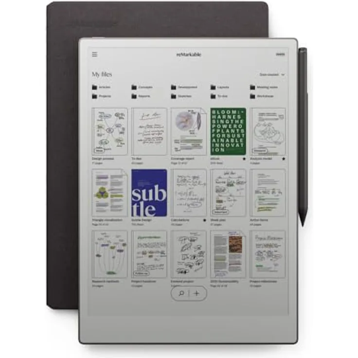 Remarkable reMarkable Papier Pro Bundle – Folio Case aus Mosaic Weave | 11,8 Zoll Farbdisplay und Leselicht | mit Marker Plus Pen