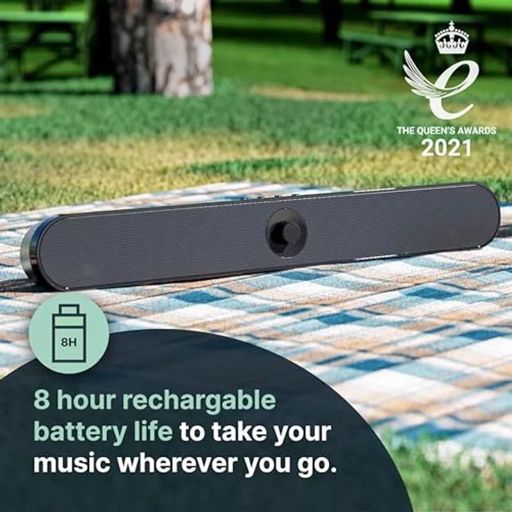MAJORITY Atlas | Tragbare Bluetooth-Soundbar für PC | 20W Computer Lautsprecher für Laptop | Wiederaufladbare Batterie mit 8 Stunden Laufzeit | PC Boxen mit USB, SD-Karte, AUX und Kopfhöreranschluss – Bild 3