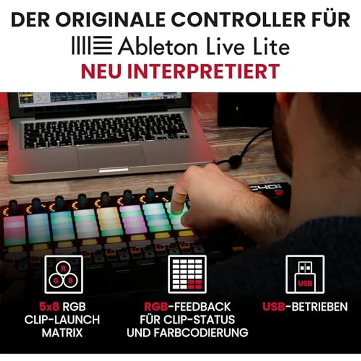 AKAI Professional APC40 MKII - USB Powered Ableton Live Performance Controller mit 5x8 Clip Launch Matrix, Fadern, Reglern, Crossfader und Software – Bild 5