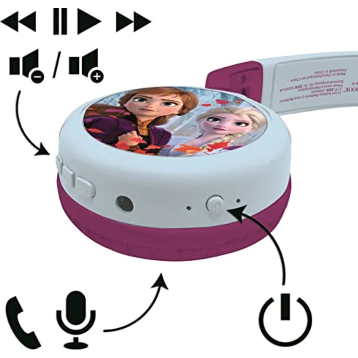 Lexibook HPBT010FZ Frozen 2-in-1-Bluetooth-Kopfhörer für Kinder-Disney ELSA Anna Olaf-Stereo Wireless Wired, Kindersicher für Jungen Mädchen, faltbar, verstellbar, blau-lila – Bild 4
