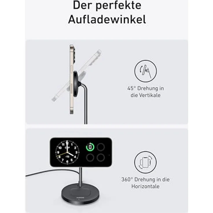 Anker MagGo 15W MagSafe Ladegerät, 2-in-1 Qi2 Induktive Ladestation für iPhone 16/15/14/13/12 und AirPods Pro, mit 1,5m USB-C Kabel, ohne Netzteil – Bild 4