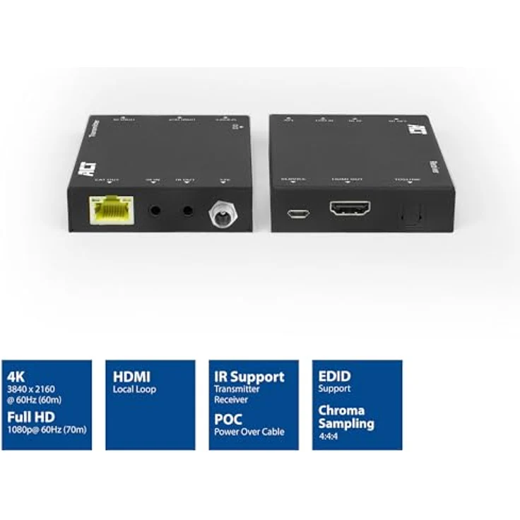 ACT AC7811, 4K HDMI 2.0 Extender-Set über CAT6 UTP mit IR-Unterstützung, 60 Meter, KVM Switch, Schwarz – Bild 3
