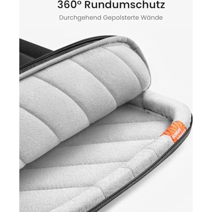 tomtoc 360° Laptoptasche für 17,3 Zoll Gaming Laptops, Wasserabweisend, Rundumschutz nach Militärstandard, Schwarz – Bild 4