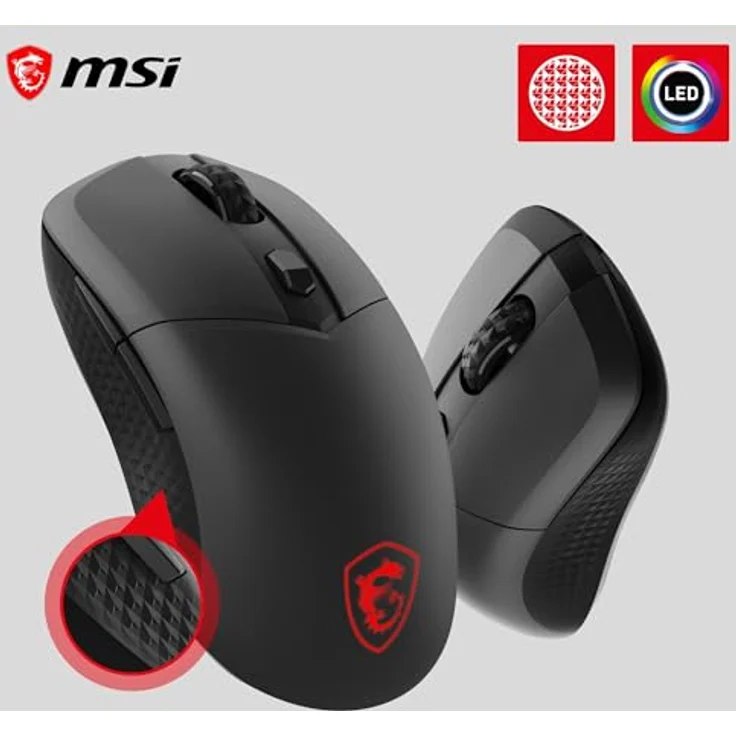 MSI VERSA 300 8K, Ergonomische Bluetooth Maus mit 2.4 GHz, 6 Tasten, USB 2.0, Schwarz – Bild 3