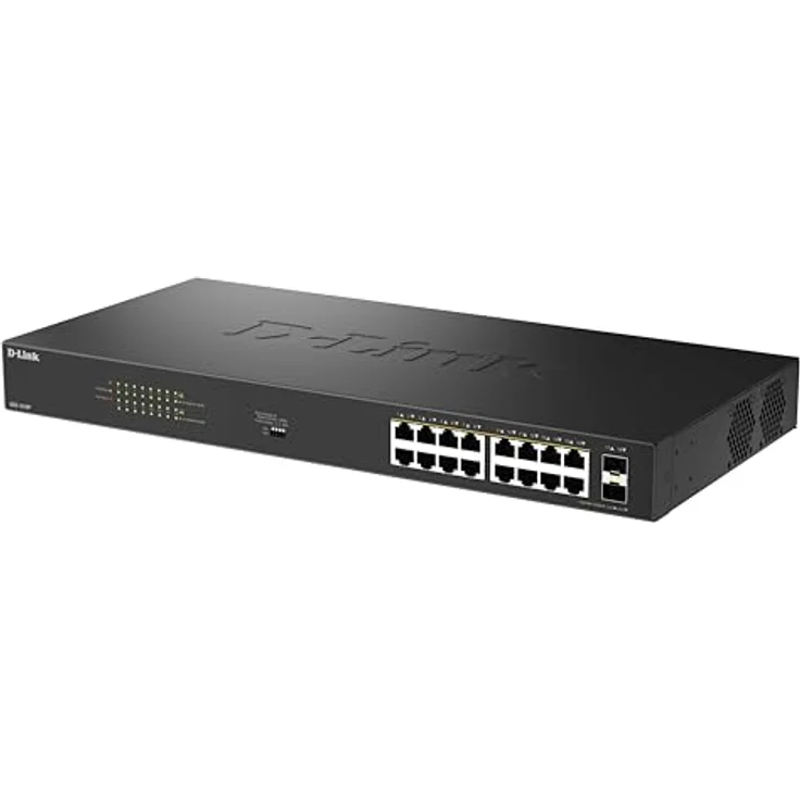 D-Link DGS-1018P, 18-Port Gigabit Unmanaged PoE Switch mit 16 PoE+ Ports (240W), 2 SFP-Uplinks, Plug-and-Play, geräuschoptimiertes Metallgehäuse, Rackmount, IEEE 802.3af/at – Bild 3
