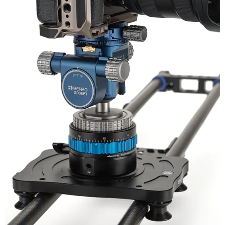 Benro GD36PT 3-Wege-Getriebekopf mit glattem Messinggetriebe, 360° Pan Control und 90° vertikalem Schlitz – Bild 3