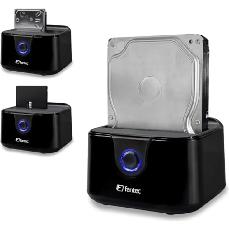 Fantec DS-X1U3-Glanz, USB3.2 Gen1 Dockingstation für 1x 3,5/2,5 Zoll SATA HDD/SSD, Transferraten bis 5 Gbit/s, Hochglanz Kunststoff, schwarz – Bild 2