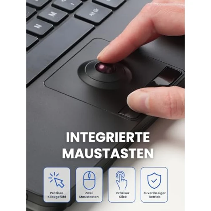 Perixx PERIBOARD-427 H DE, USB-Mini-Tastatur mit Trackball und LED-Hintergrundbeleuchtung in Rot und Weiß – Bild 6