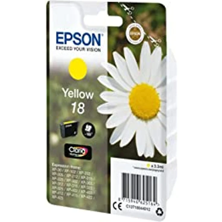 Epson Orginal 18 Tinte Gänseblümchen, XP-305 XP-402 XP-215 XP-312 XP-315 XP-412 XP-415 XP-225 XP-322 XP-325 XP-422 XP-425, Normalverpackung, Standard, (gelb) – Bild 4
