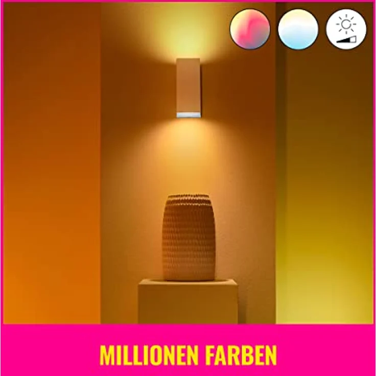 WiZ Up&Down Deckenleuchte Tunable White & Color, dimmbar, 16 Mio. Farben, smarte Steuerung per App/Stimme über WLAN, weiß – Bild 3