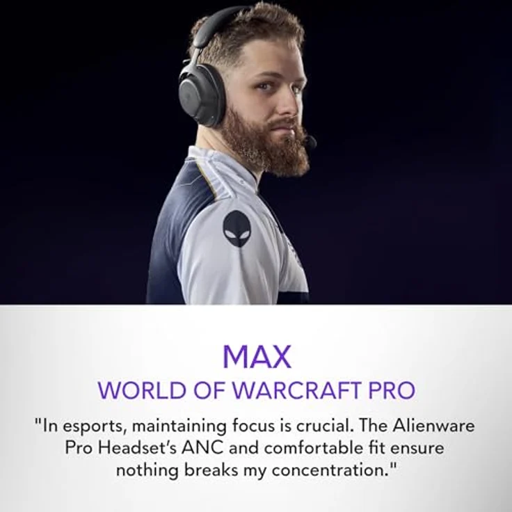 Alienware Pro Wireless-Gamingheadset – Kabellos, 50-mm-Graphen-Treiber, KI- & ANC-Geräuschunterdrückung, Dual-Mikrofone, E-Sport-optimiert, Dark Side of the Moon – Bild 8