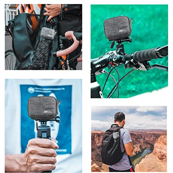 FiTSTILL Graue Web-Mini-Tragetasche, Hartschalen-Reise-Aufbewahrung für GoPro Hero 13/12/11/10/9/8/7/(2018)/6/5 und DJI Osmo Action 5pro/4/3/2/1, wasserdicht und stoßdämpfend – Bild 5