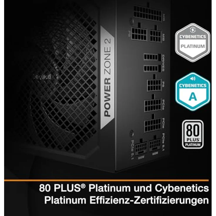 be quiet! Power Zone 2 1200W Netzteil, 80 Plus Platinum, Cybenetics Platinum, semi-passive Kühlung, Pure Wings 3 140mm Lüfter, PCIe 5.1/ATX 3.1 – Bild 2