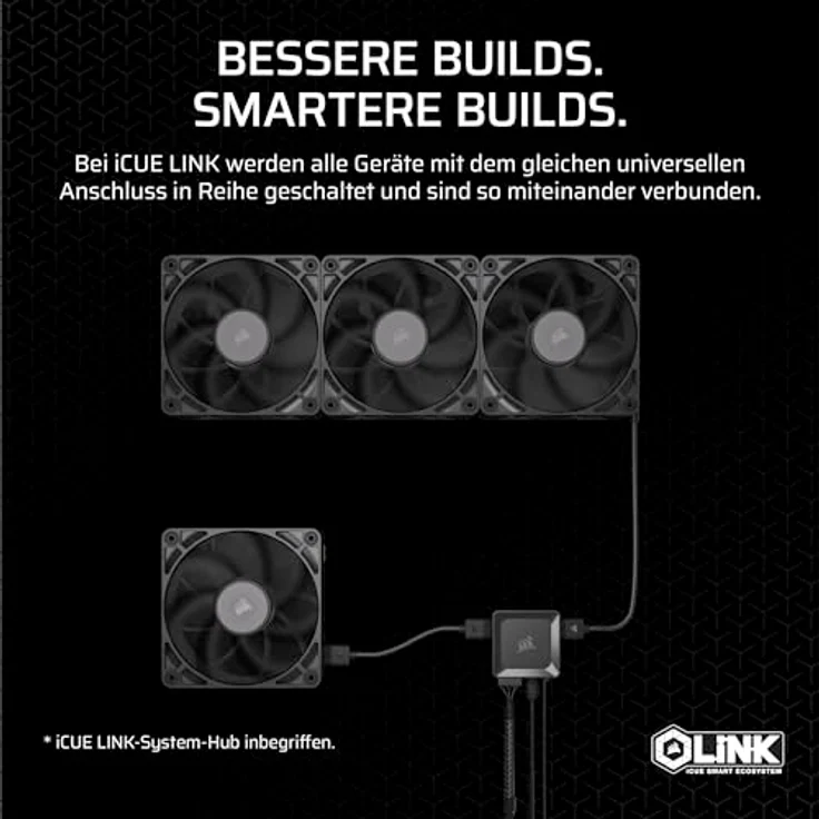 Corsair iCUE LINK RX120 MAX 120mm PWM Dicker Lüfter - Hochstatischer Druck - Liquid Crystal Polymer - Dreierpack - Schwarz – Bild 5