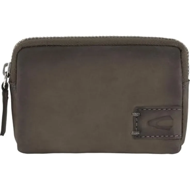 camel active Dallas Key Case, Schlüsselmäppchen aus hochwertigem Leder mit zwei Schlüsselringen und Zipperfach, Farbe dunkelgrau