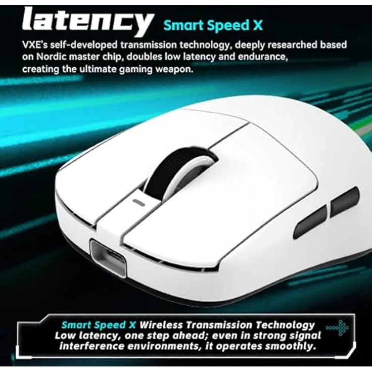 Aitor VXE R1 SE+ Kabellose Gaming-Maus, 26.000 DPI, ergonomisches Design, Schwarz – Bild 4
