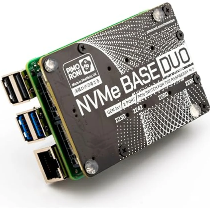 Pimoroni NVMe Base Duo Speichererweiterung für Raspberry Pi 5, 2x M-Key Slot, PCIe Gen 2 Switch, ideal für Dateiserver und Medienzentren – Bild 2
